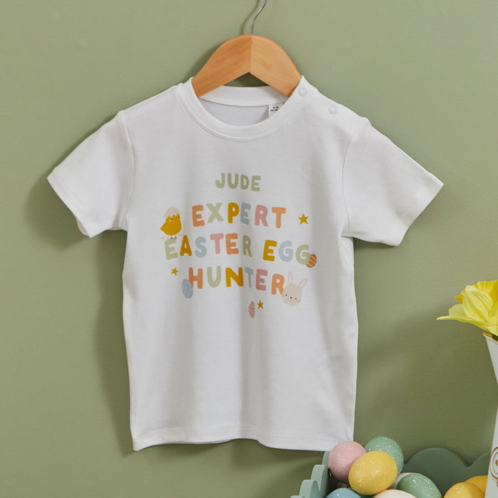 Personalised Easter Egg Hunter White Kids T-Shirt