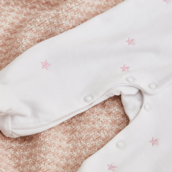 Personalised Eid Pink Star Jersey Sleepsuit