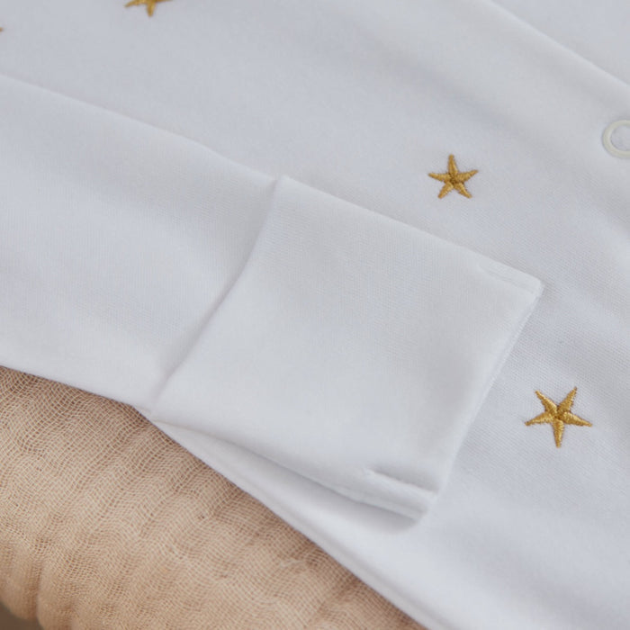 Personalised Embroidered Gold Star Organic Cotton Sleepsuit