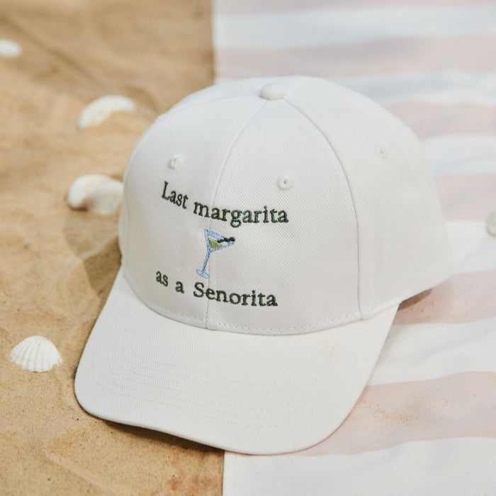 Personalised Embroidered 'Last Margarita as a Senorita' White Cap