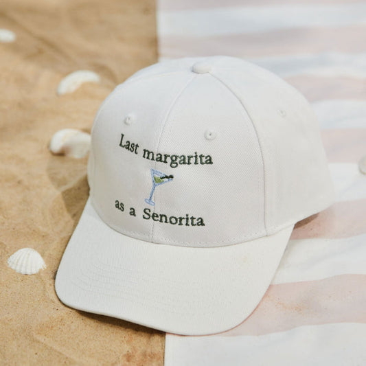 Personalised Embroidered 'Last Margarita as a Senorita' White Cap