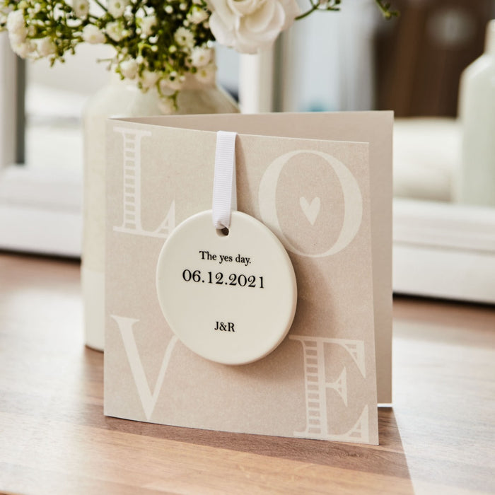 Personalised Engagement & Wedding Date Ceramic Decoration
