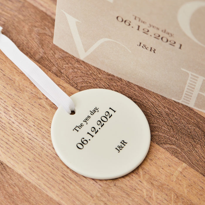 Personalised Engagement & Wedding Date Ceramic Decoration