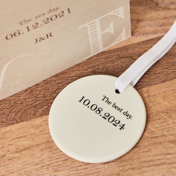 Personalised Engagement & Wedding Date Ceramic Decoration