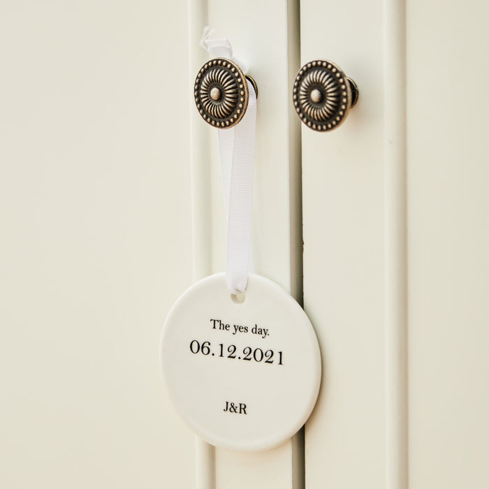 Personalised Engagement & Wedding Date Ceramic Decoration