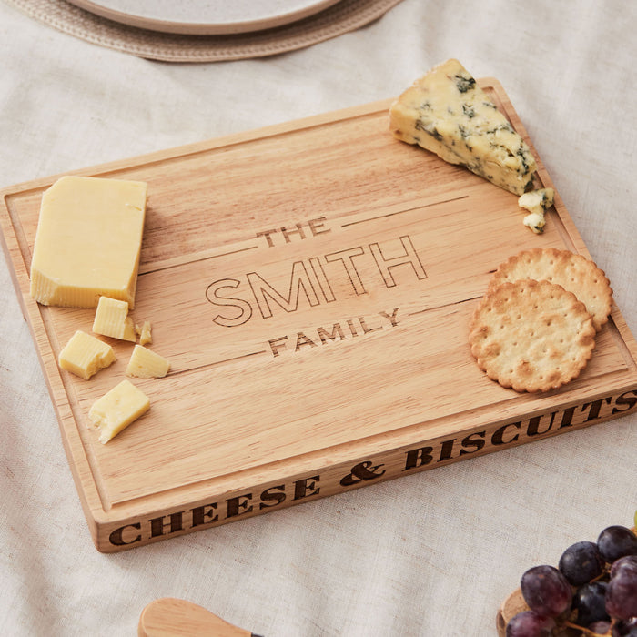 Personalised Family Name Wooden Cheese Board