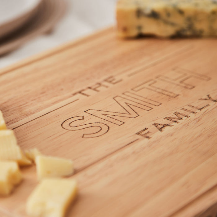 Personalised Family Name Wooden Cheese Board