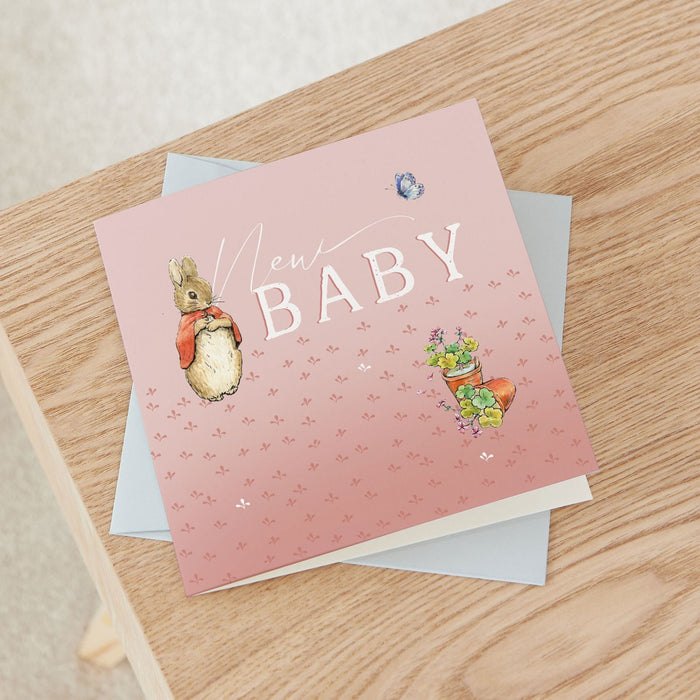 Personalised Flopsy Bunny™ New Baby Greetings Card