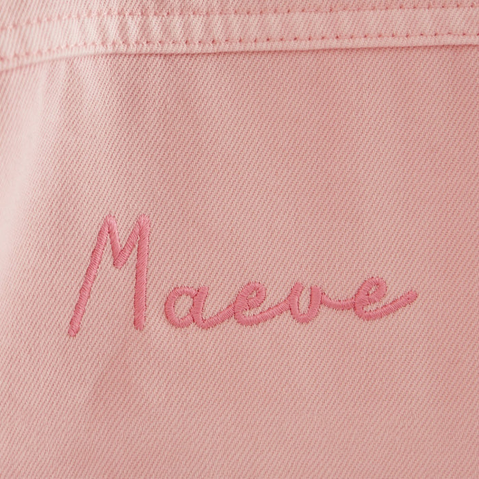 Personalised Floral Butterfly Pink Frill Denim Jacket