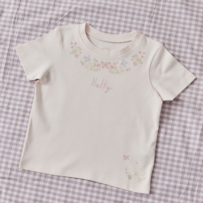 Personalised Floral Butterfly Pink T-Shirt