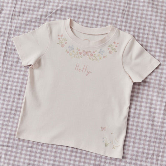 Personalised Floral Butterfly Pink T-Shirt