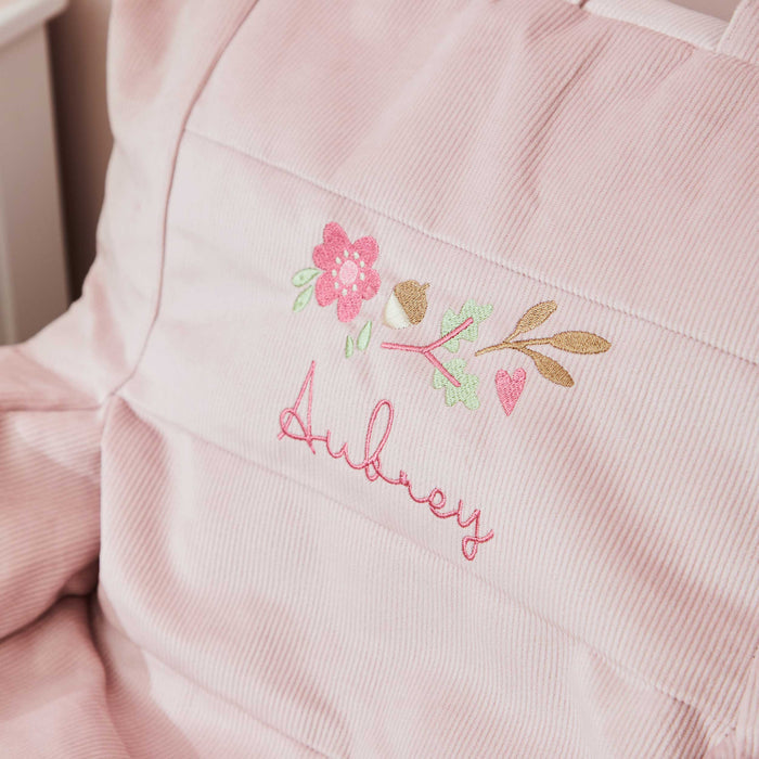 Personalised Floral Design Pink Cord Chair