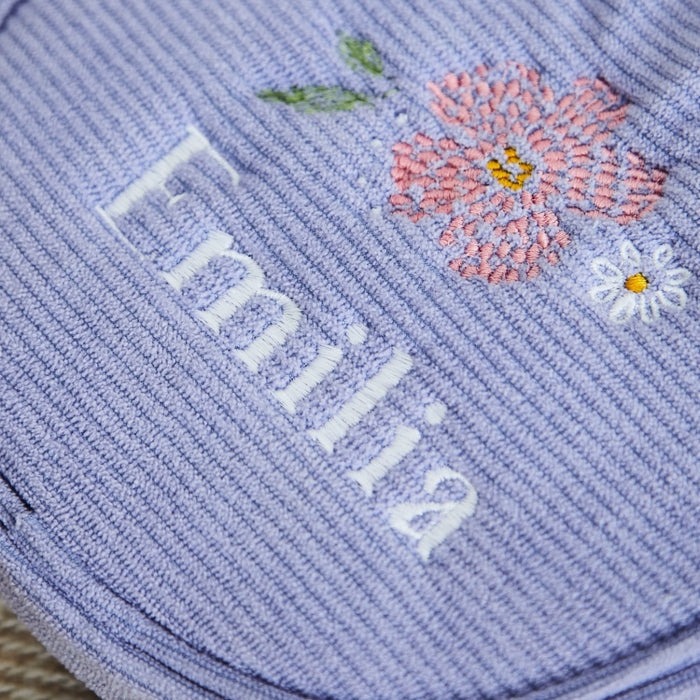 Personalised Floral Lilac Cord Handbag