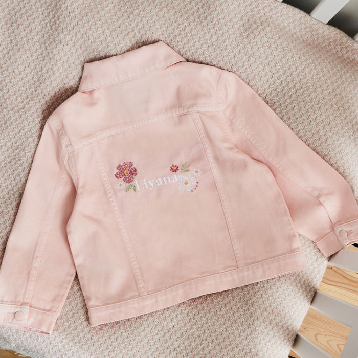 Personalised Floral Pink Denim Jacket