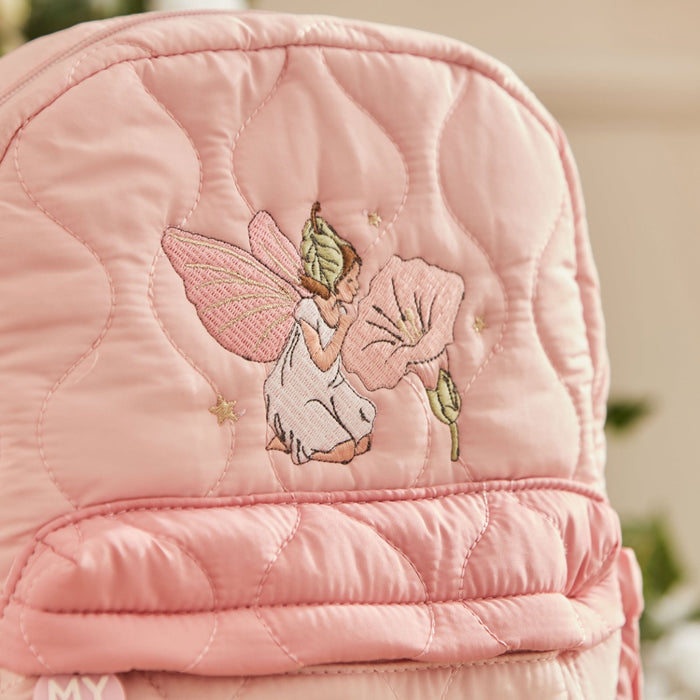Personalised Flower Fairies™ Embroidered Pink Quilted Medium Backpack