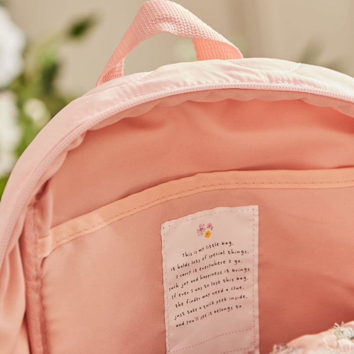 Personalised Flower Fairies™ Embroidered Pink Quilted Medium Backpack