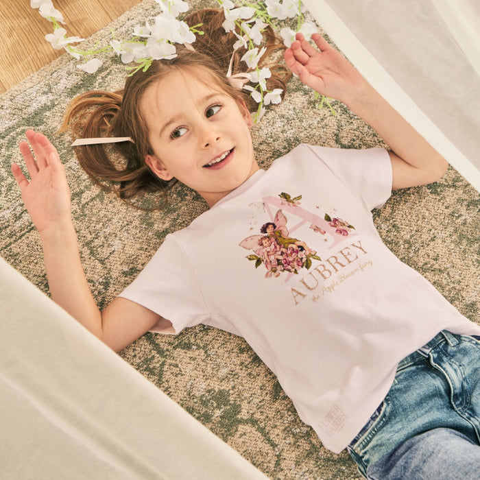 Personalised Flower Fairies Initial Pink T-Shirt