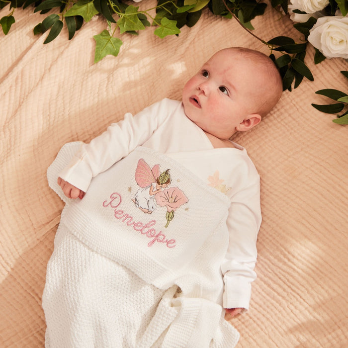 Personalised Flower Fairies™ Ivory Knitted Shawl