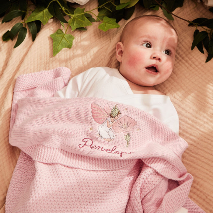 Personalised Flower Fairies™ Pink Knitted Shawl