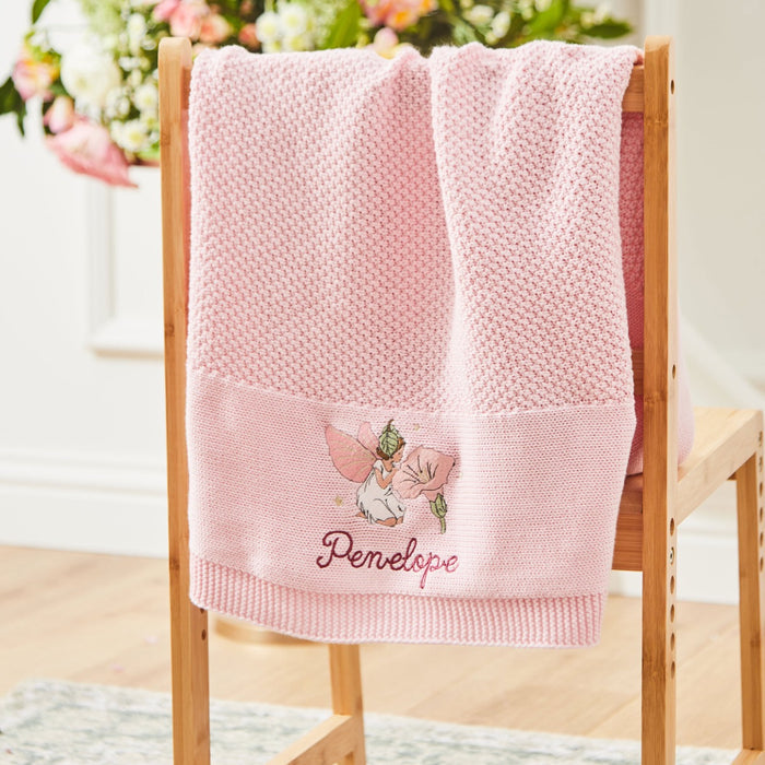 Personalised Flower Fairies™ Pink Knitted Shawl
