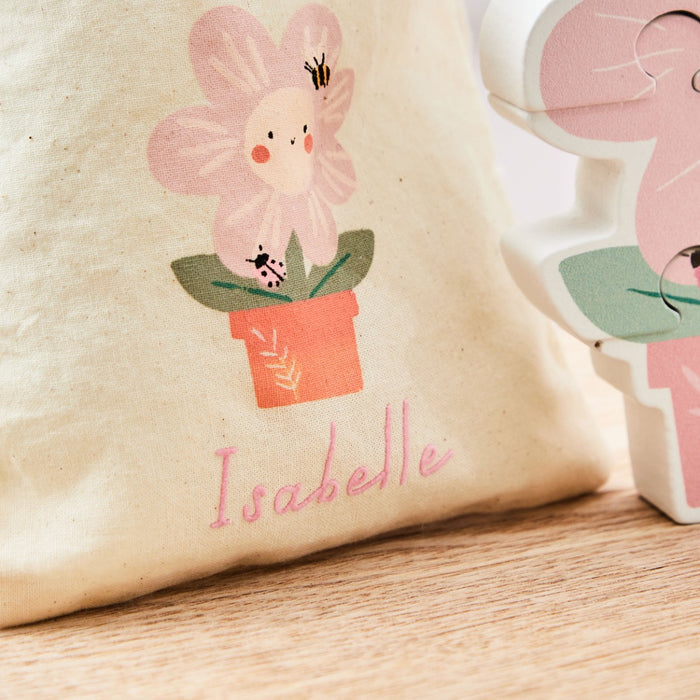 Personalised Flower Wooden Puzzle with Drawstring Bag FSC®
