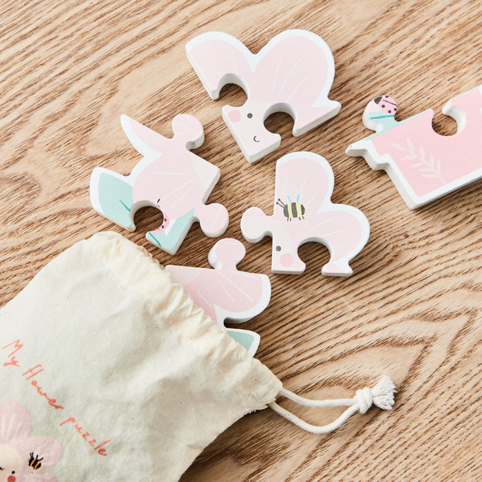 Personalised Flower Wooden Puzzle with Drawstring Bag FSC®