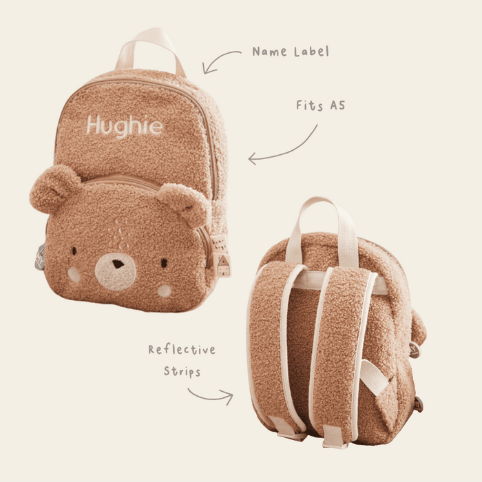 Personalised Fluffy Bear Character Mini Backpack