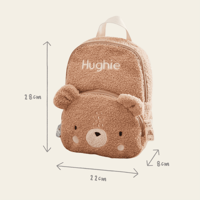 Personalised Fluffy Bear Character Mini Backpack