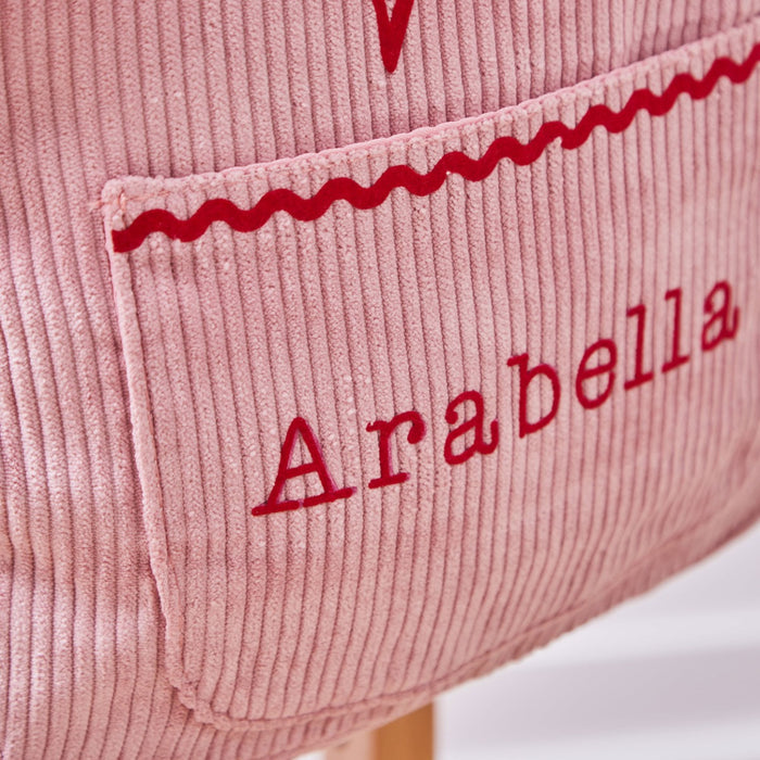 Personalised Frill Seekers Bow Pink Cord Mini Backpack