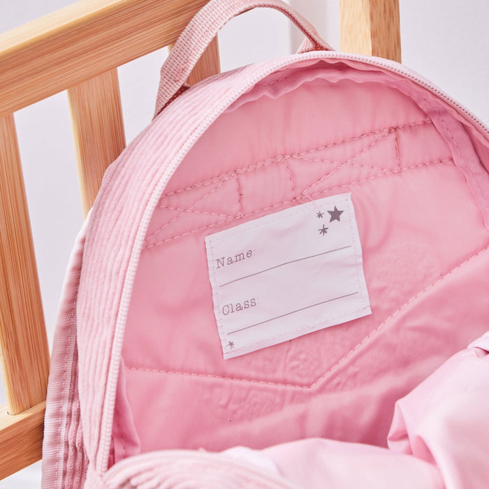 Personalised Frill Seekers Bow Pink Cord Mini Backpack