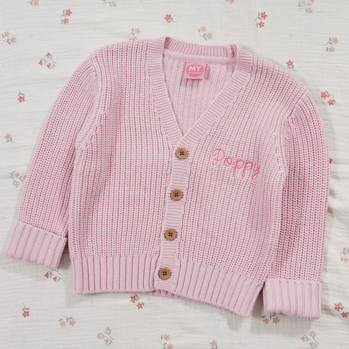Personalised Front Name Pink Cardigan