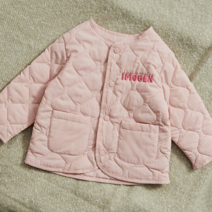 Personalised Front Name Pink Quilted Jacket