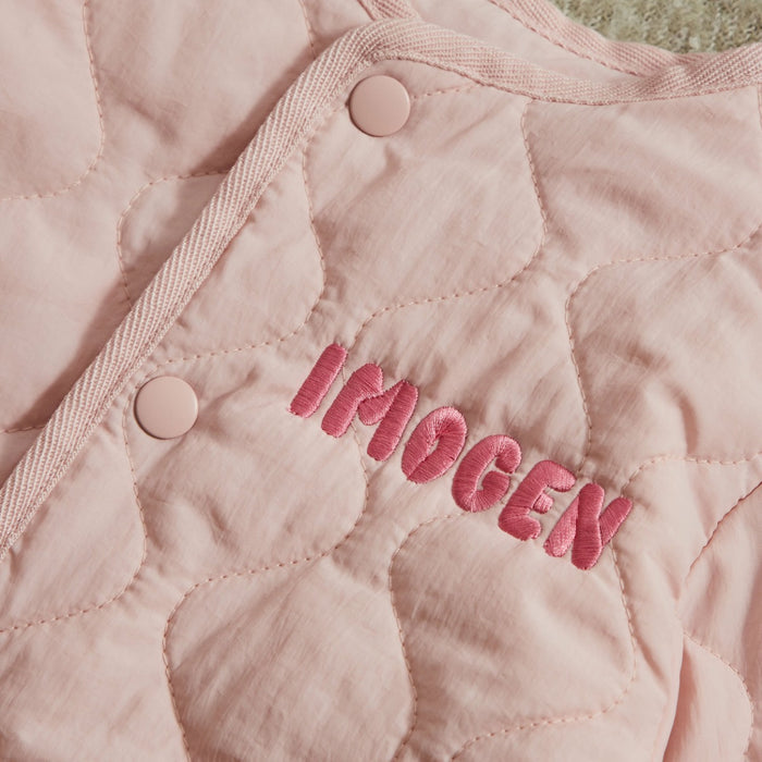 Personalised Front Name Pink Quilted Jacket