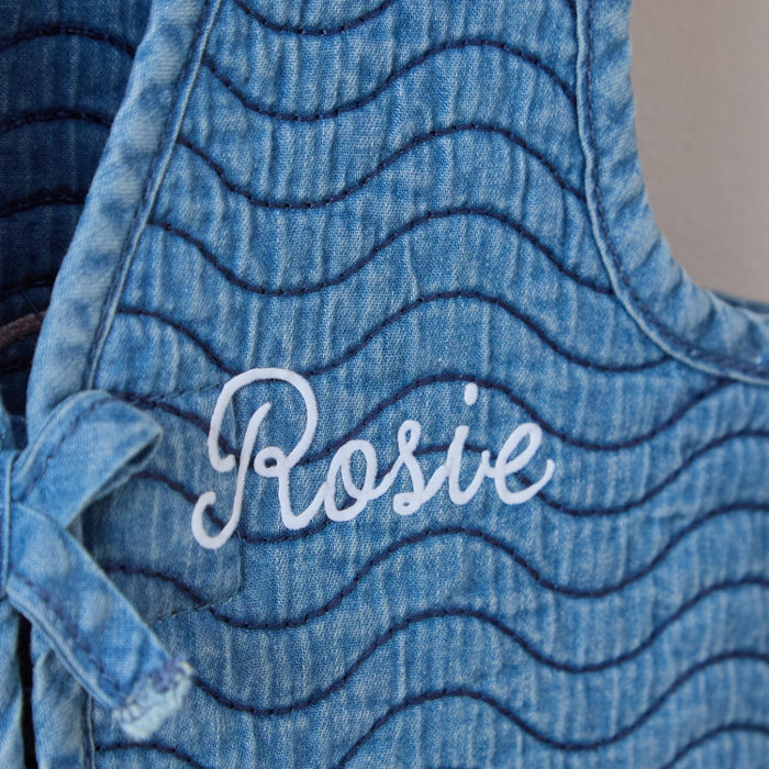 Personalised Front Name Quilted Denim Gilet