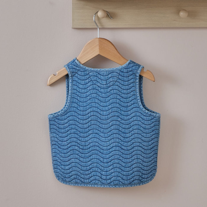 Personalised Front Name Quilted Denim Gilet