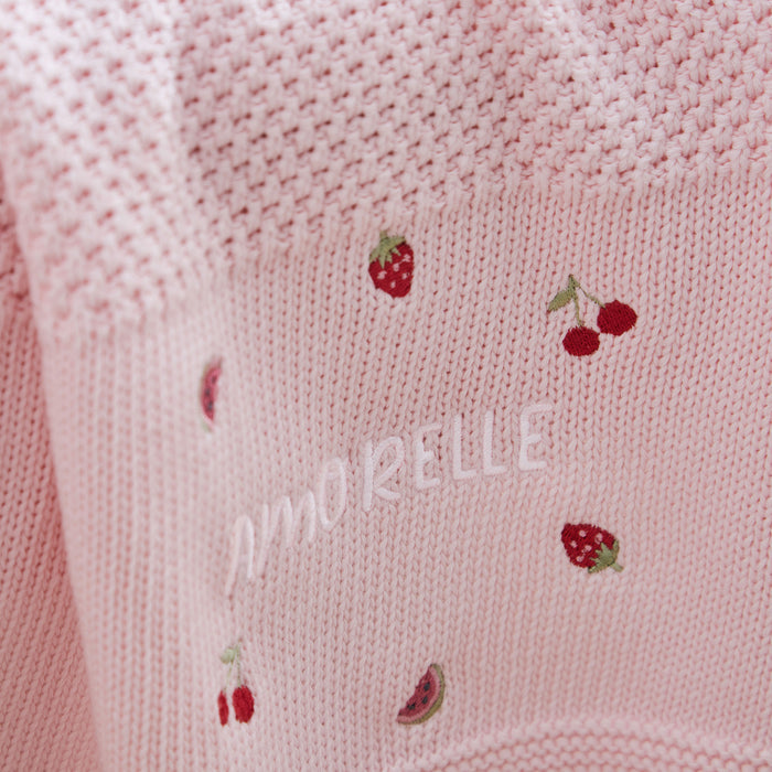 Personalised Fruit Design Light Pink Baby Shawl