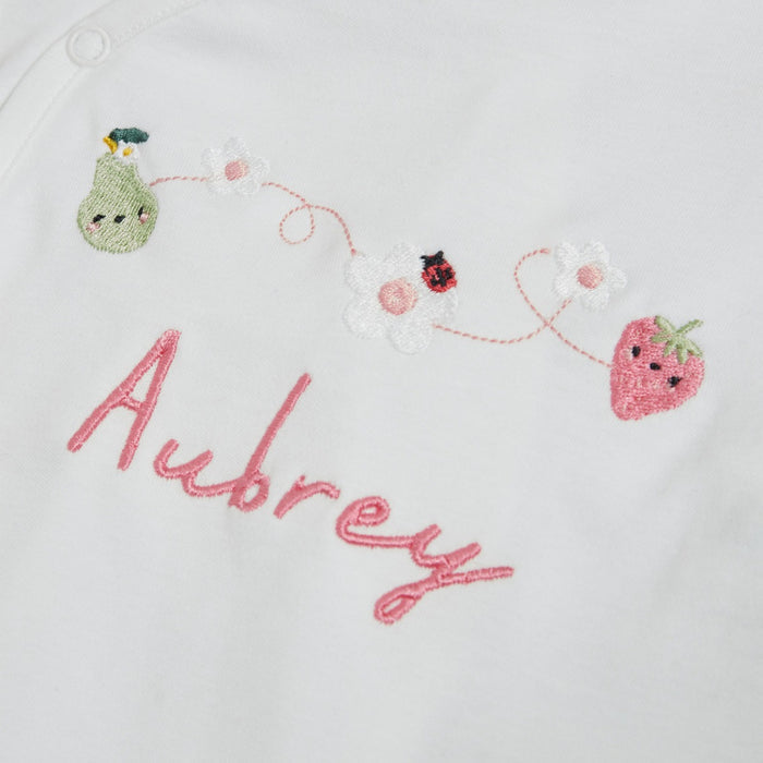 Personalised Fruit Floral Wrap Sleepsuit & Hat Baby Set