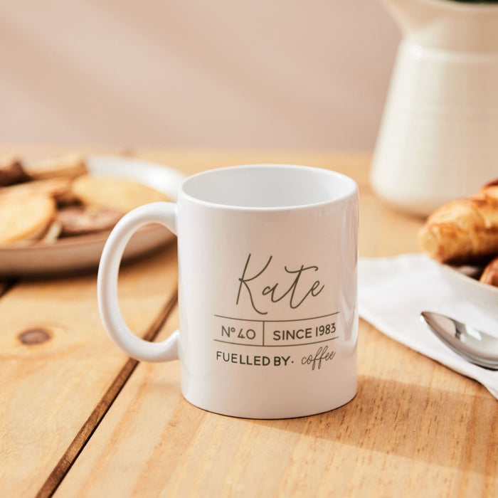 Personalised Fuelled by... Birthday Mug