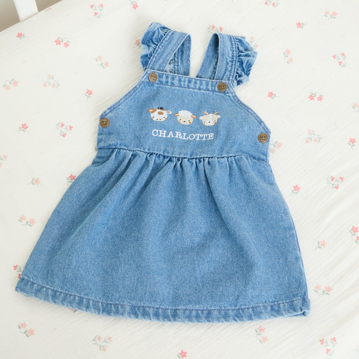 Personalised Fun On The Farm Denim Pinny Dress