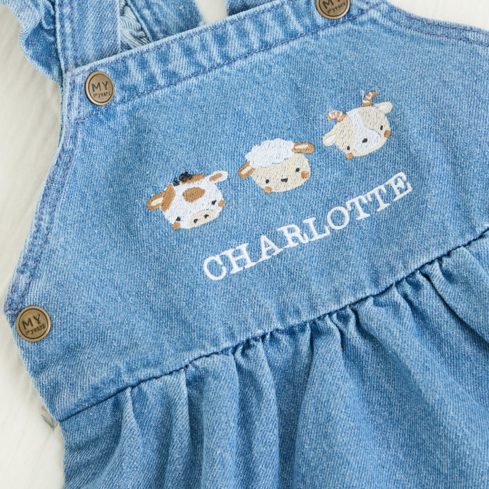 Personalised Fun On The Farm Denim Pinny Dress