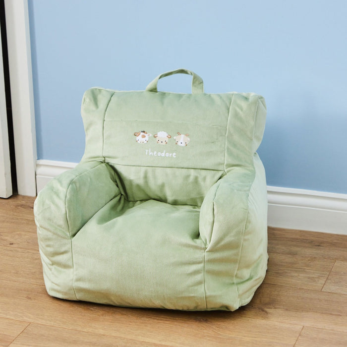 Personalised Fun On The Farm Sage Bean Bag Chair