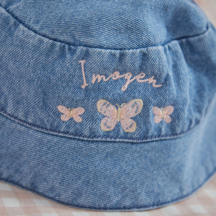 Personalised Garden Secrets Butterfly Denim Bucket Hat