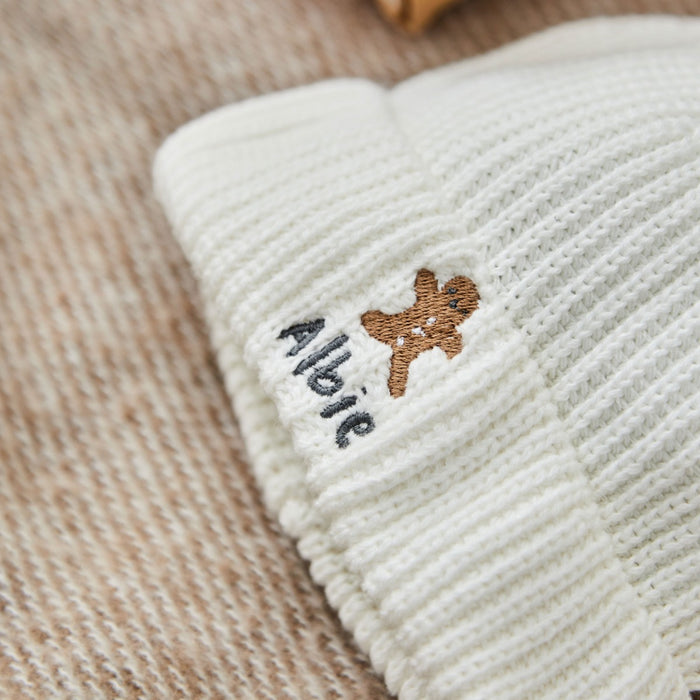 Personalised Gingerbread Ecru Beanie