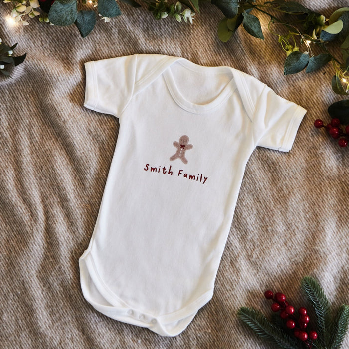 Personalised Gingerbread Family White Bodysuit