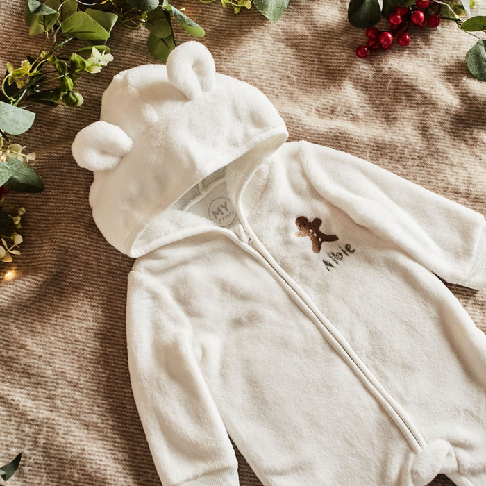 Personalised Gingerbread Ivory Fleece Onesie