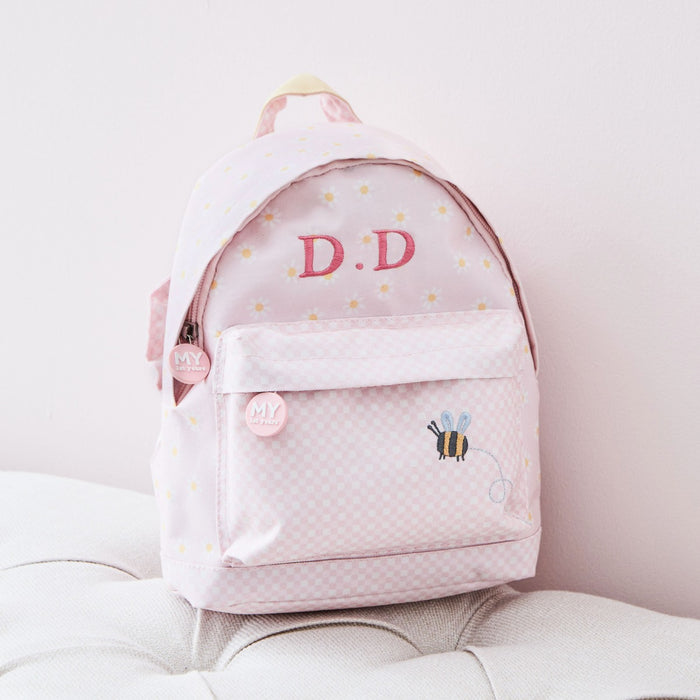 Personalised Gingham Floral Classic Mini Backpack
