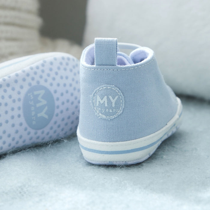 Personalised Giraffe Baby High Top Trainers in Blue