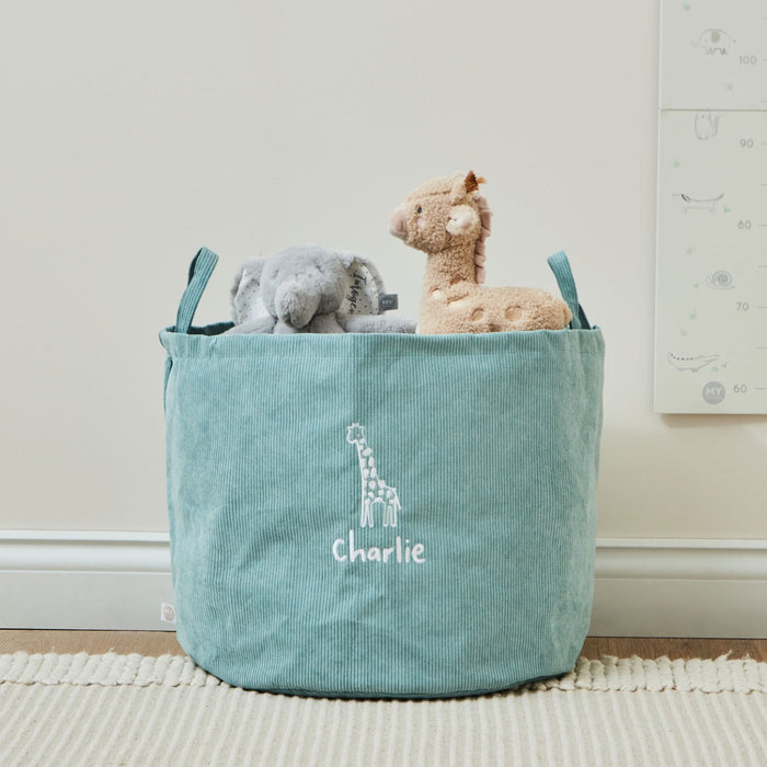 Personalised Giraffe Large Sage Storage Bag
