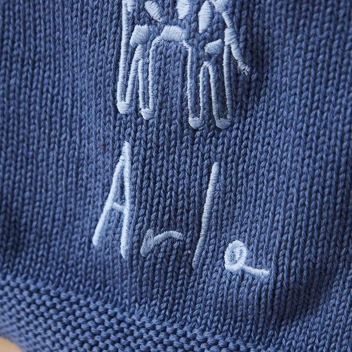 Personalised Giraffe Mid Blue Baby Shawl