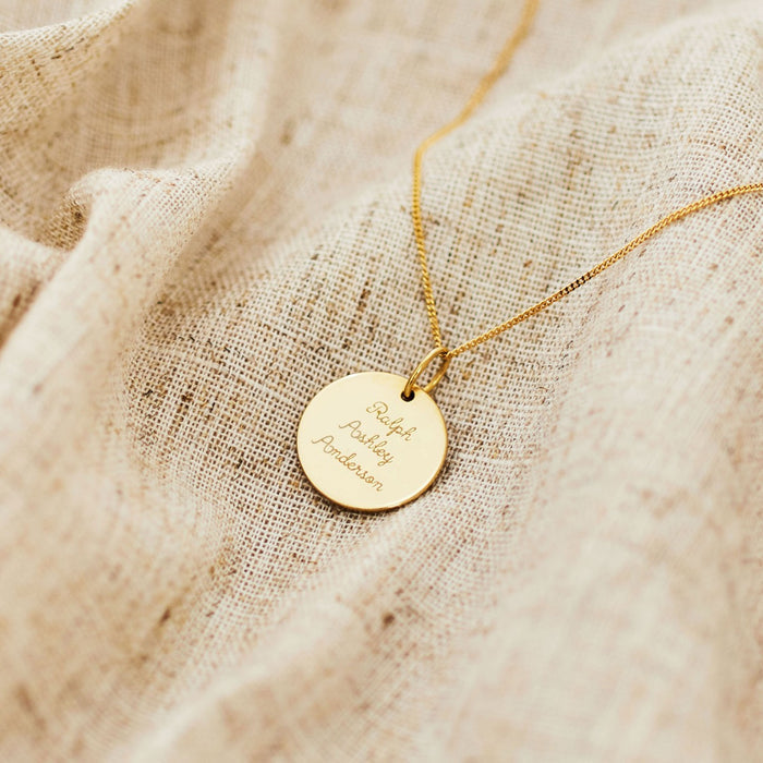 Personalised Gold Round Adults Necklace